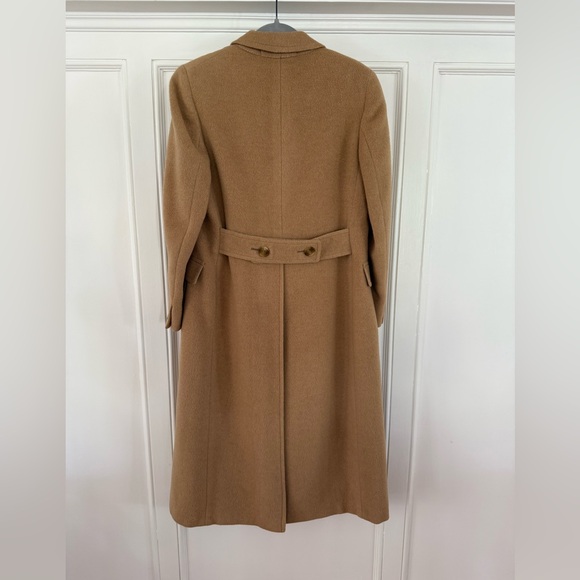 Vintage Brooks Brothers Women's Classic Tan Long trench Pea Coat Sz. Medium - Picture 5 of 11